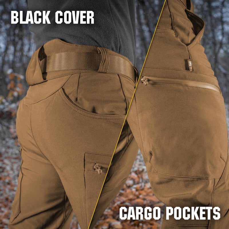 M-Tac Menâ€™s Winter Tactical Work Pants - Thermal Softshell Fleece Lined Cargo Pants for Cold Weather & Outdoor Use (Coyote, XXL) - Image 5